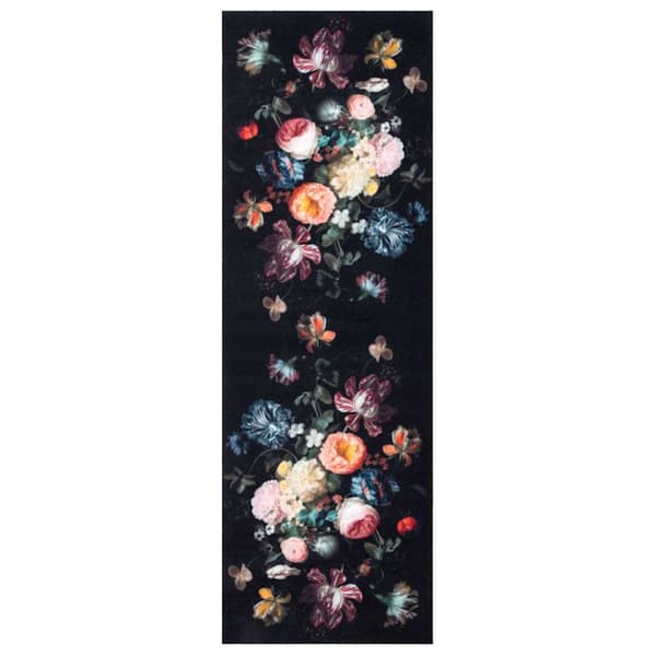 Køkkenmåtte Sort 180 x 60 cm Fløjl