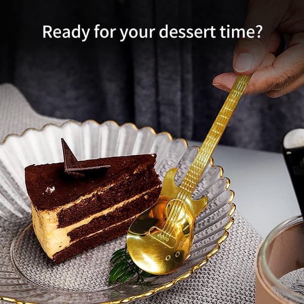 Guitar Dessert Skeer Kaffeskeer Sæt, Rustfrit Stål Farve