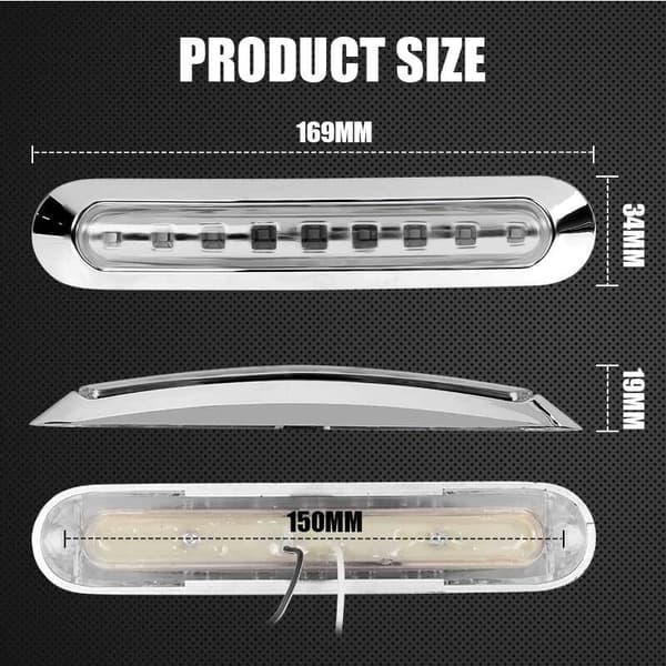 4 stk hvite 9 LED sidemarkeringslys for lastebil, tilhenger, bobil