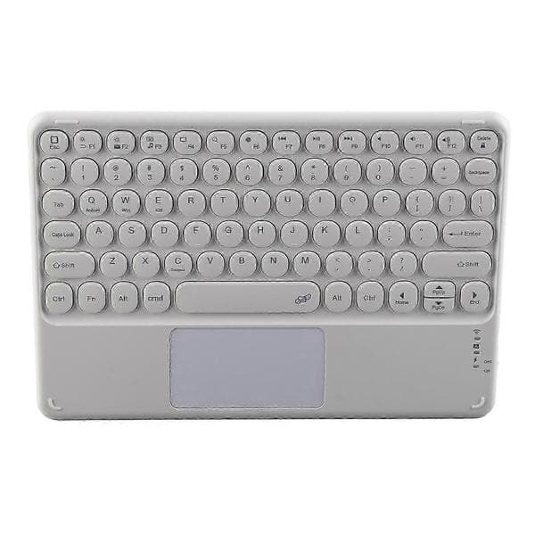 Wireless Keyboard 10 inch Round Keys Touchpad Function Portable Widening Magnifying Waterproof Dustproof Laptop Keyboard White