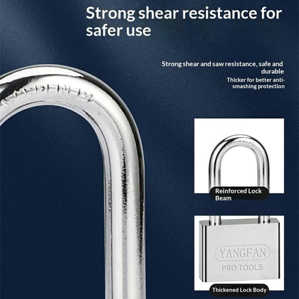 Padlock Anti-theft 30mm Shackle Waterproof Rust-resistant Security Lock 4 Keys Silver silver