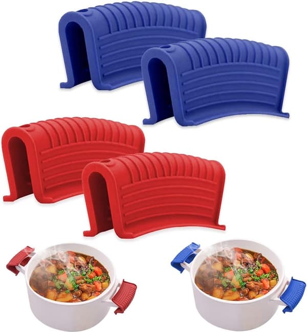ING Two Pairs (Red and Blue) Silicone Handle Holders - Pot Handle Grips