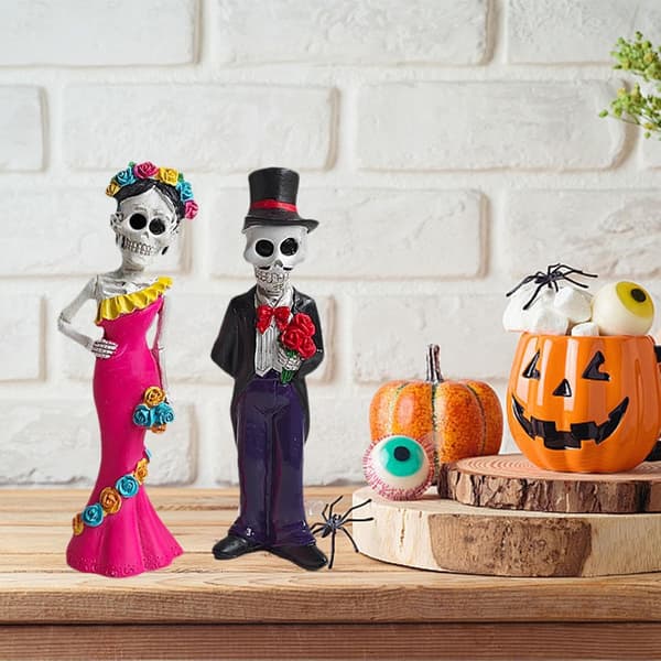 Skeletpar Statue skulptur harpiks til hus tema dag den -