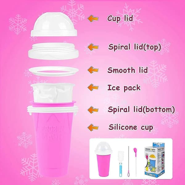 Slushie Cup Slushy Maker Ice Cup Silicone Cup Pinch Cup Summer Cooler Smoothies Cup Double Layer Squeeze Cup Slush Maker Cup Smoothie Cup[D]
