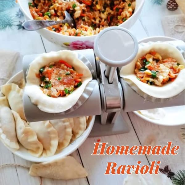 Double Ravioli Maker, Automatic Ravioli Mold, Ravioli Mold Kit Dough Press and Dumpling Mold, Automatic Ravioli Mold, Fast and Convenient, Food Gra