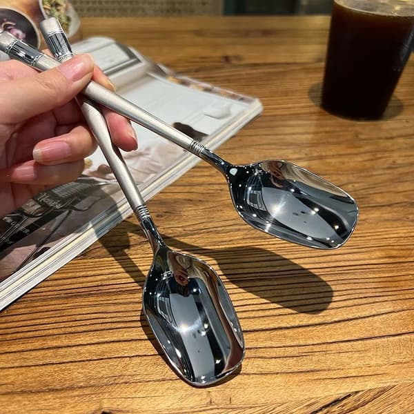 Creative Long Handle Wall Hanging Spoon Stainless Steel Dessert Gold