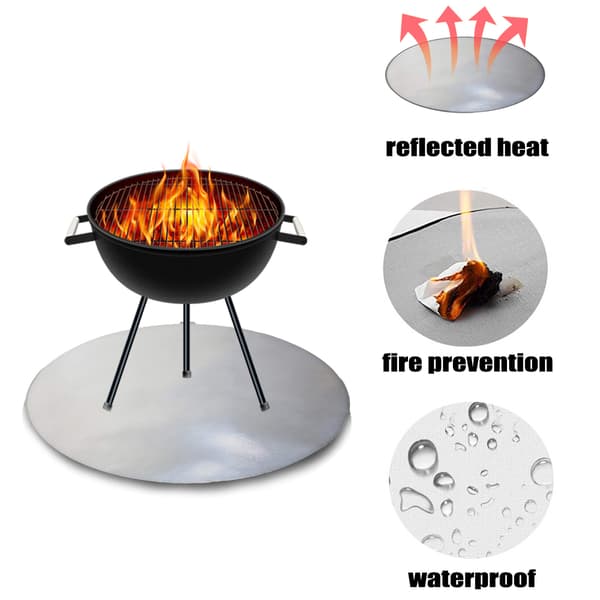Piknikgrillmatte med isolasjon, brannsikker duk, grå (30 tommer)