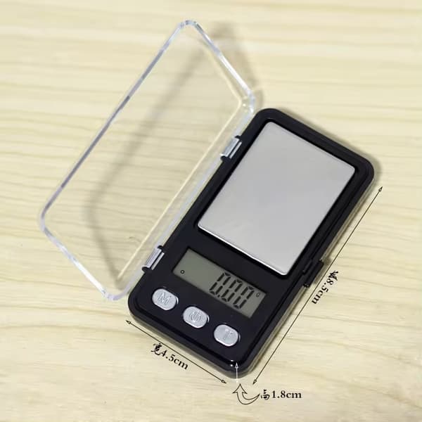 Digital Pocket Scale 0.01g to 200g with LCD Backlight Tare Function and Protective Cover for Travel Silver Black multifärg