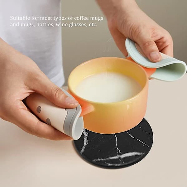 Coasters For Drinks 6-piece With H, Marble Round Mat Set For Home And Kitchen Use