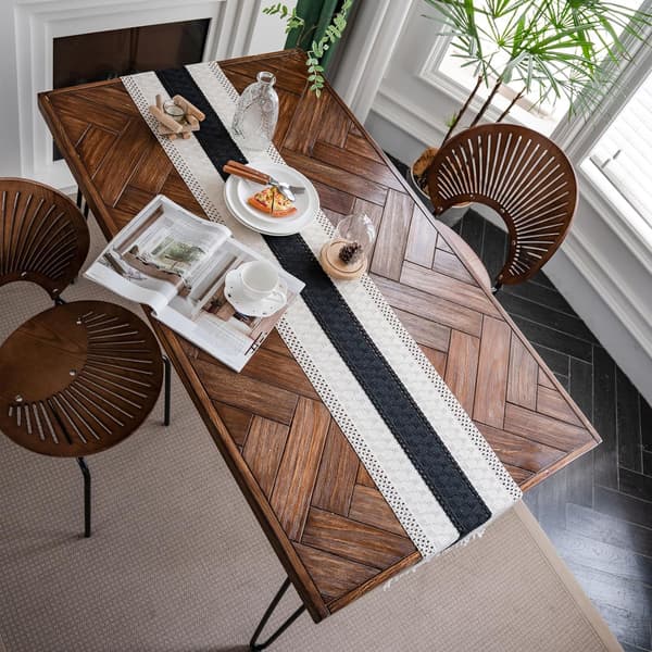 Reusable and Durable Farmhouse Bohemian Table Runner, Woven Cotton Linen for Rustic Table Runner