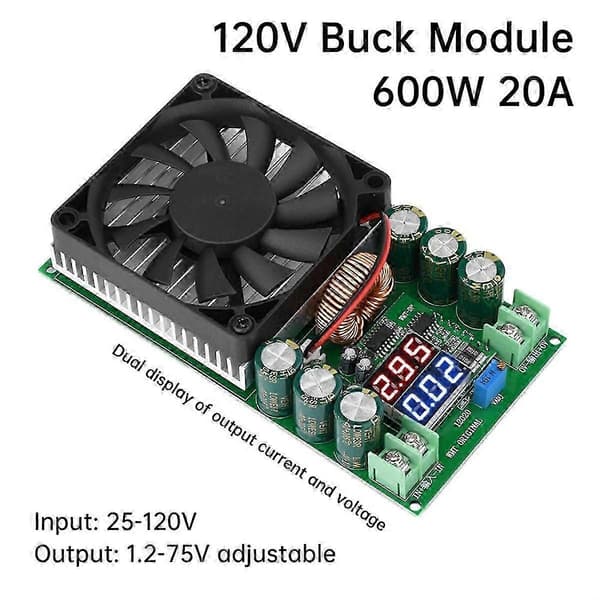 600W 30A DC-DC Buck Module CV CC Adjustable Buck Converter 120V 100V 96V 84V Display Solar LED Driver Power Supply [DB] As Shown As Shown