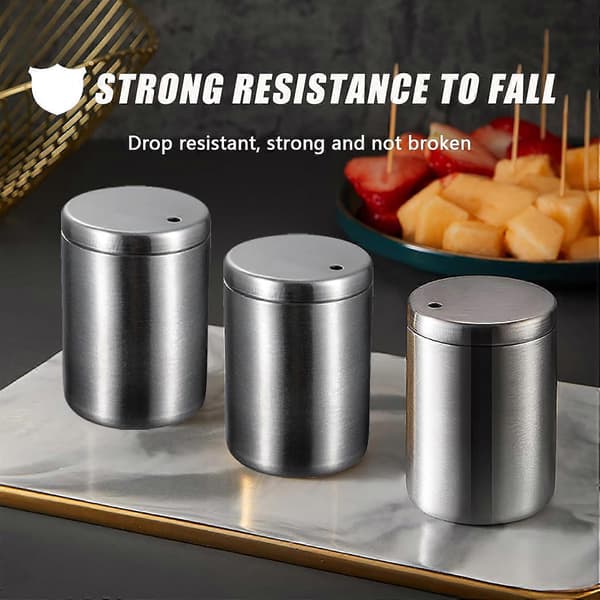 Small Stainless Steel Toothpick Holder, Textured, Sealed, Simple, Creative Toothpick Dispenser for Kitchen and Restaurant