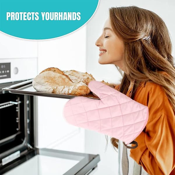 Oven Mitts Heat Resistant Mini Mitts For Kitchen Cooking Baking Grilling BBQ - Red Pink