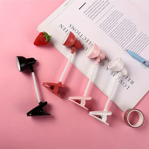 Clip Small Table Lamp, Portable Book Clip Night Light, Random Angle Rotating Freely Bendable White
