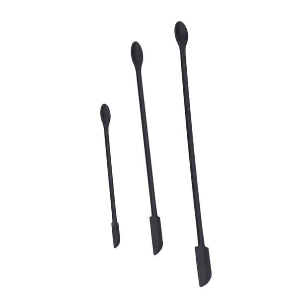 3 Pcs Spatula Food Grade Silicone Double Head Fruit Jam Cream Makeup Spatula for Kitchen Black
