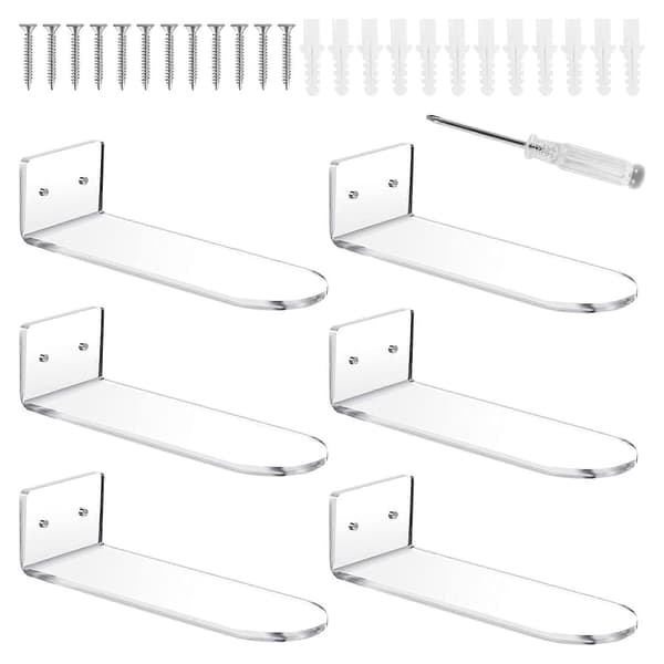 6-pack Floating Shoe Shelves, Acrylic Wall Mounted Shoe Display Shelves, for Displaying Collectibles &