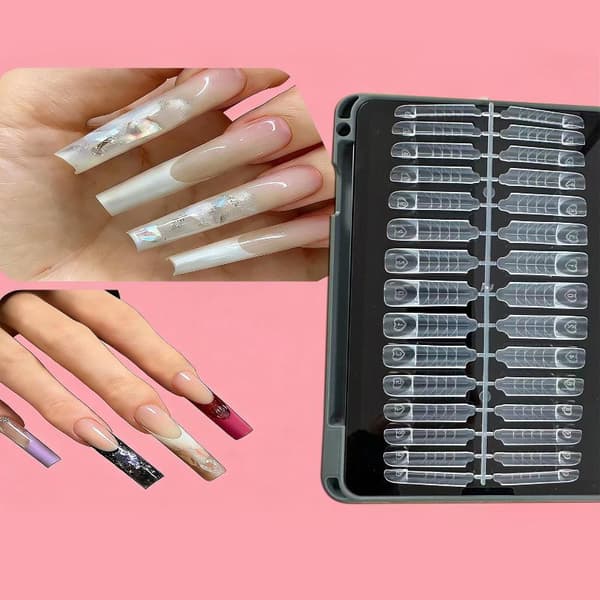 60/75/150 pcs Space French Dual Forms Nail Molds 15 Sizes Reusable A2