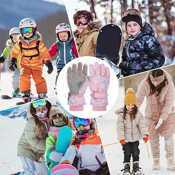 Generiske snøhansker for barn, isolerte votter barn rosa M Rosa M