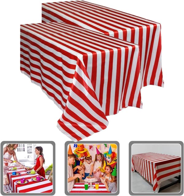 2 Pcs Striped Tablecloth Simple Striped Tablecloth Party Tablecloth