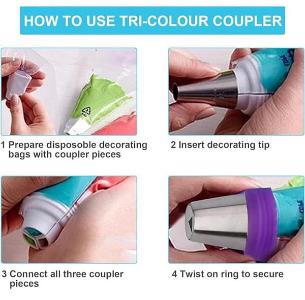Disposable Piping Bag with 31 Nozzles Silver Baking Decorating Tool Cake Compatible with All Brands