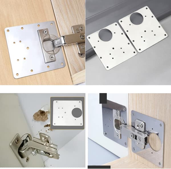 4 Pieces Stainless Steel Hinge Repair Plates, Hinge Mounting Plate Wi