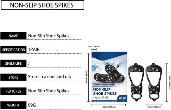 griffel for boots on snow and 2 pcs non-slip portable spikes with -