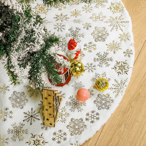 Vit kort plysch varmstämplad snö julklänning