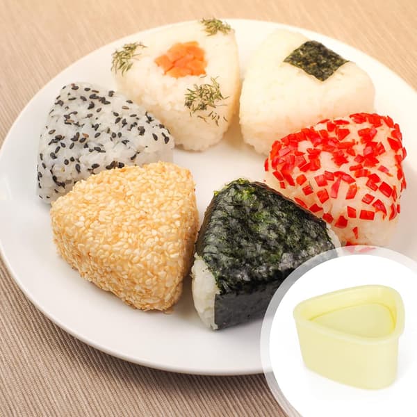 (Gul) Sushi-form, 4 st triangulär sushi onigiri-form, Kawaii Oni