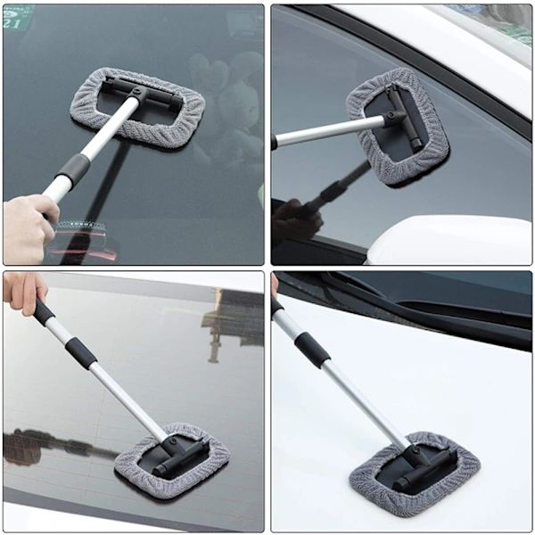Glass Cleaning Tool, Car Window Brush with Extendable Handle