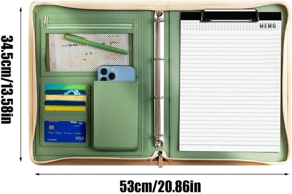 Padfolio til mænd, Lædermappe PU læder grøn - Grün