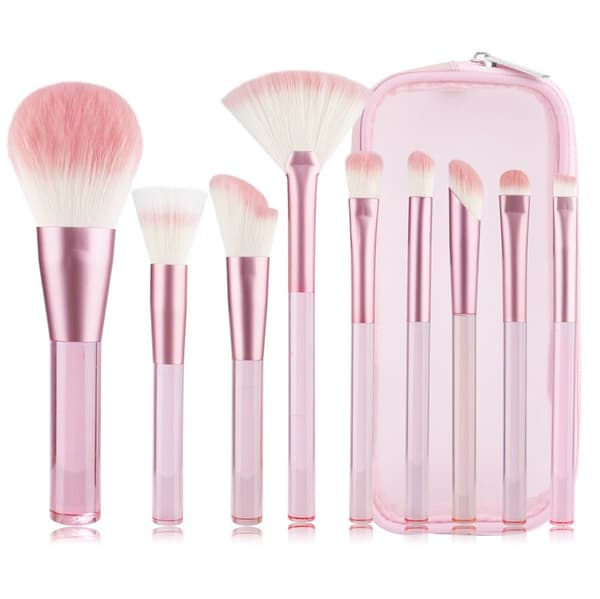 Technique PRO Translucent Perfection Makeup Brush Set - 9 Makeup Brushes with Bag (PINK)