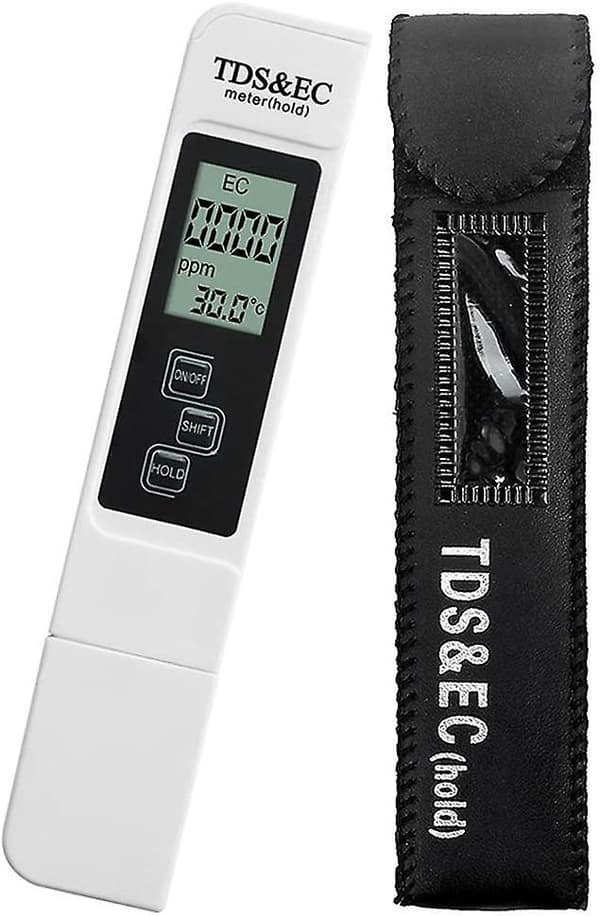 3-i-1 Multifunksjonell TDS-måler: Digital TDS-, EC- og temperaturmåler med stor LCD-skjerm for drikkevann og hydroponikk