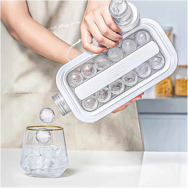 17-grid Ice Maker, 2-in-1 Ice Hockey Mold, Portable Large Capacity Kettle (White)