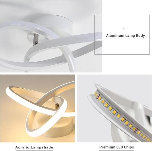 Modern LED Ceiling Light, 22W, 2500LM, Clover Shape, 26 cm, 3000K–6000K