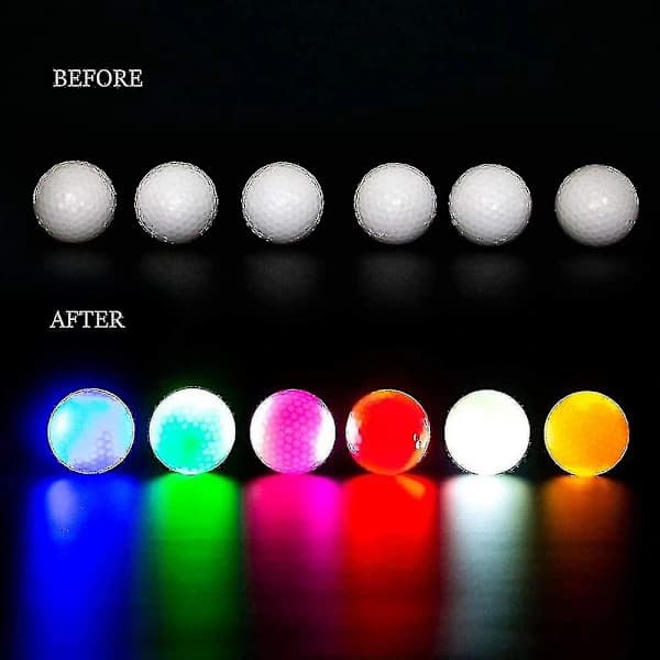 6 stk. LED-lysende golfbolde, blinkende lysende golfbold, LED-golfbold, natøvelse