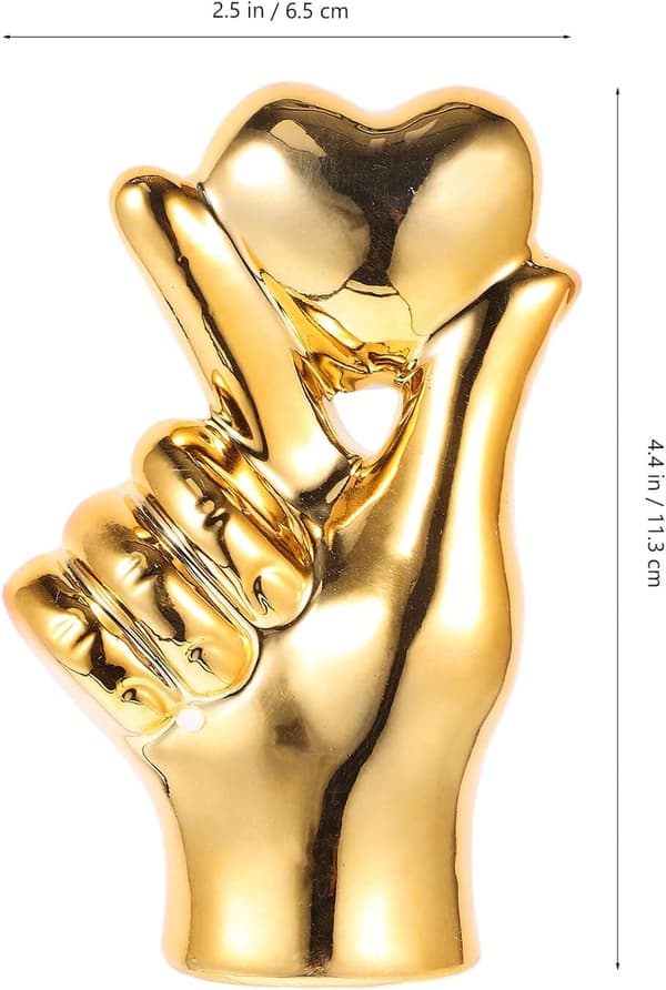 Keramisk håndskulptur Fingerstatue i guld til boligindretning -