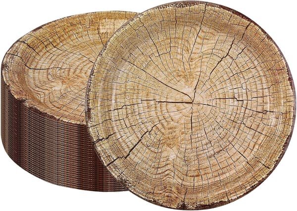 Trefestutstyr Trefiber Papptallerkener 50 Stykker, 9 \" Rustikke Treplater