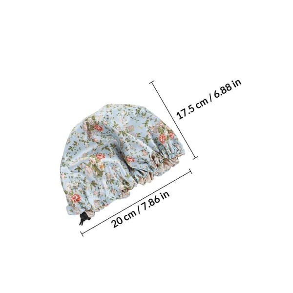 2 st sovhattar av ventilerande polyester med elastisk design och justerbar resår, delikat blommönster för skydd vid sömn och dusch -