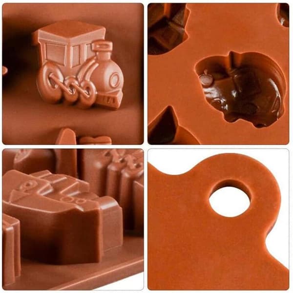 Silikoneform til chokolade og bagning biler, både og tog