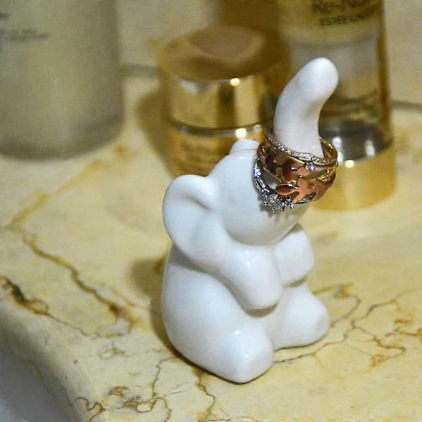 Elefant Ringholder 2-pak, Smykkeringsstativ, Forlovelsesring til bryllup