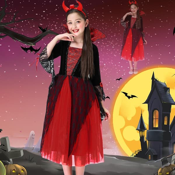 Vampyrkostume til børn gotisk Halloween med krave