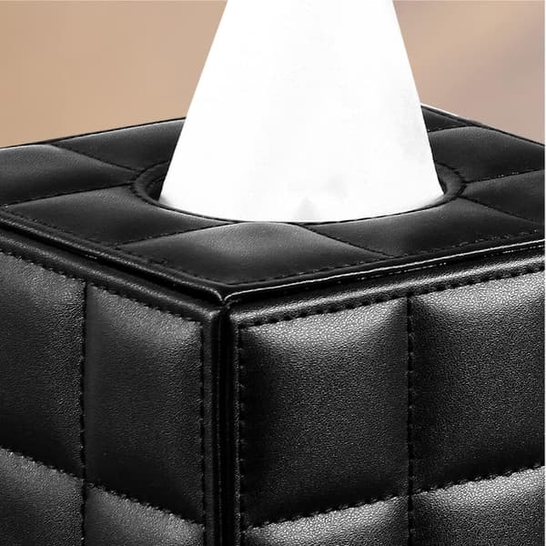 Tissue Box Cover, PU Leather Square Tissue Box Holder, Napkin Dispenser