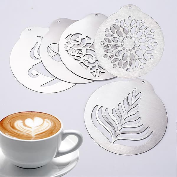5 Pcs Cappuccino Mold Portable Delicate Execution DIY Coffee Stencils Cake Decorating Tools for Kitchen