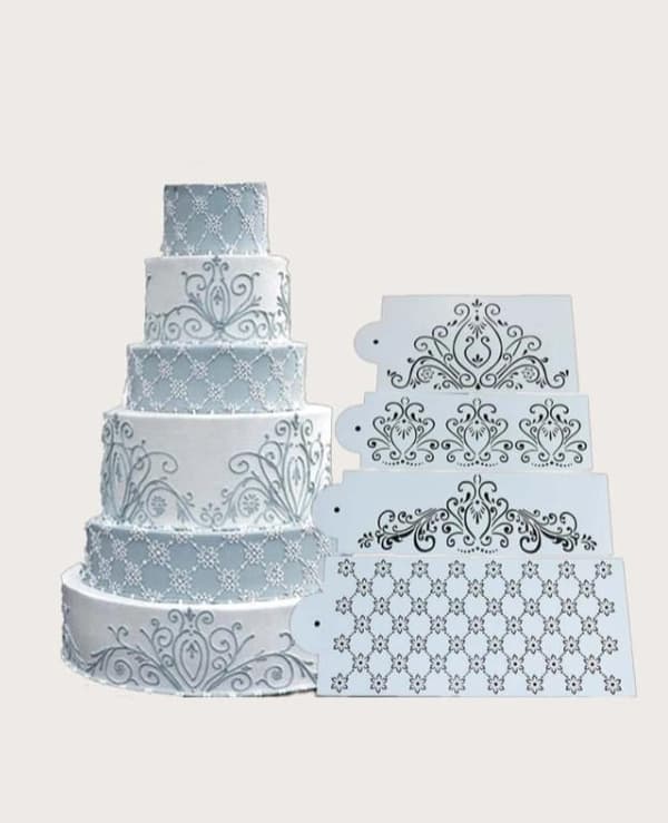Kakun sabluuna Damask 4-pakkaus Vit white