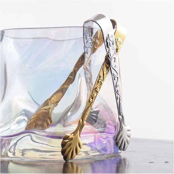 2-pack Sugar Tongs with Rose Handle, Stainless Steel Ice Cube Clips