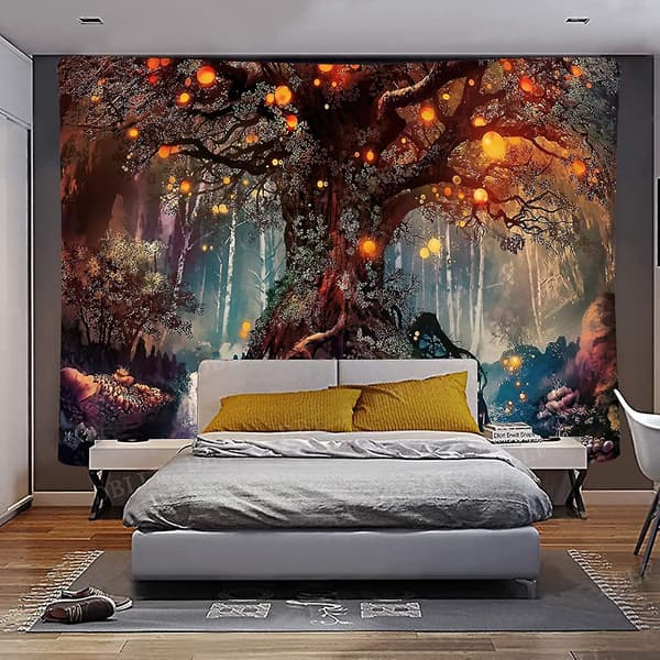 Magic Forest Tapestry Tree of Life Tapestry Psychedelic Wall Hanging for Bedroom