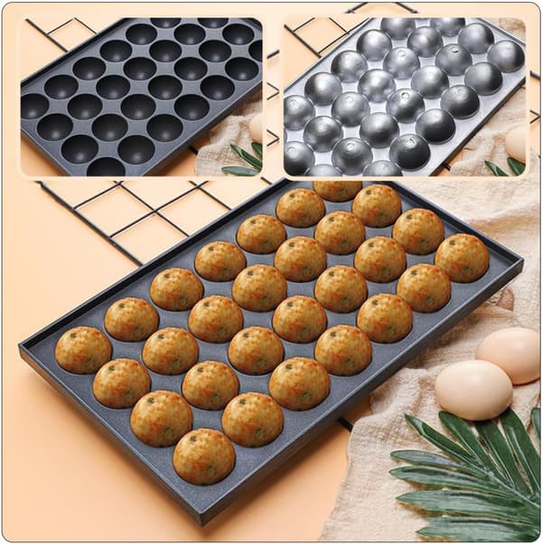 Sort aluminium Takoyaki-pande Bageplade Let Sikker Nonstick-form