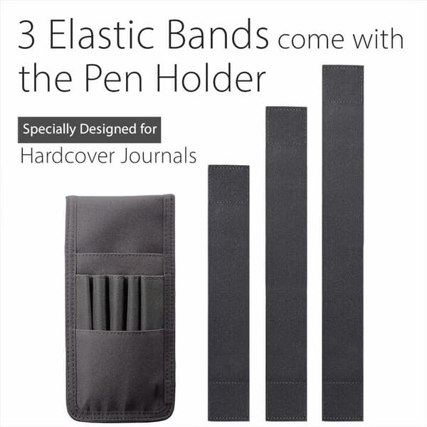 Justerbar penneholder - Velcro, 3 elastiske bånd - Til indbundne dagbøger & kalendere