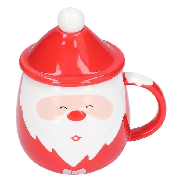 450 ml Ceramic Tea Coffee Mug with Lid and Spoon for Christmas Home Use