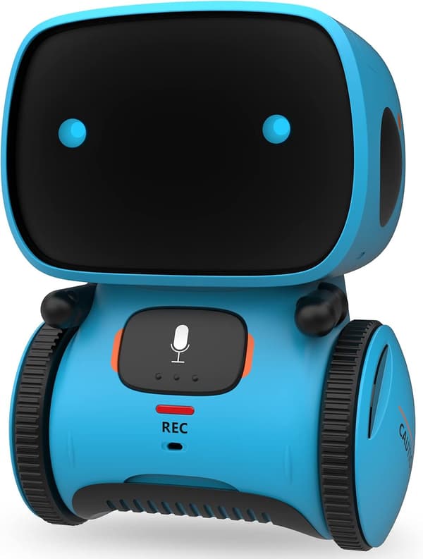 (blå) Barnerobotleke, interaktiv smart snakkende robot med stemme